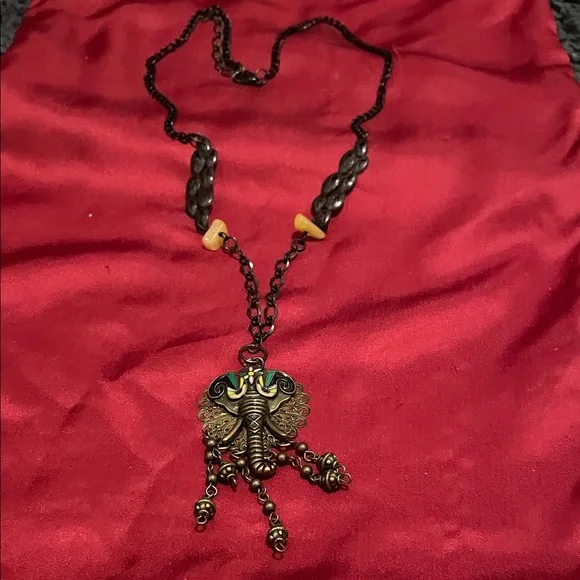 Fashion Jewelry Black and Gold Elephant Necklace - Picture 6 of 6